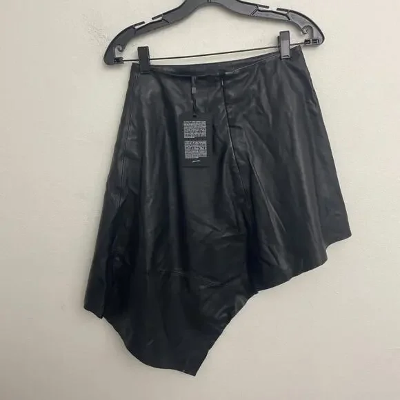 Lamarque Leather Celeste Skirt Side slit draped asymmetric hem SZ 2 NWT $385msrp - Picture 8 of 9